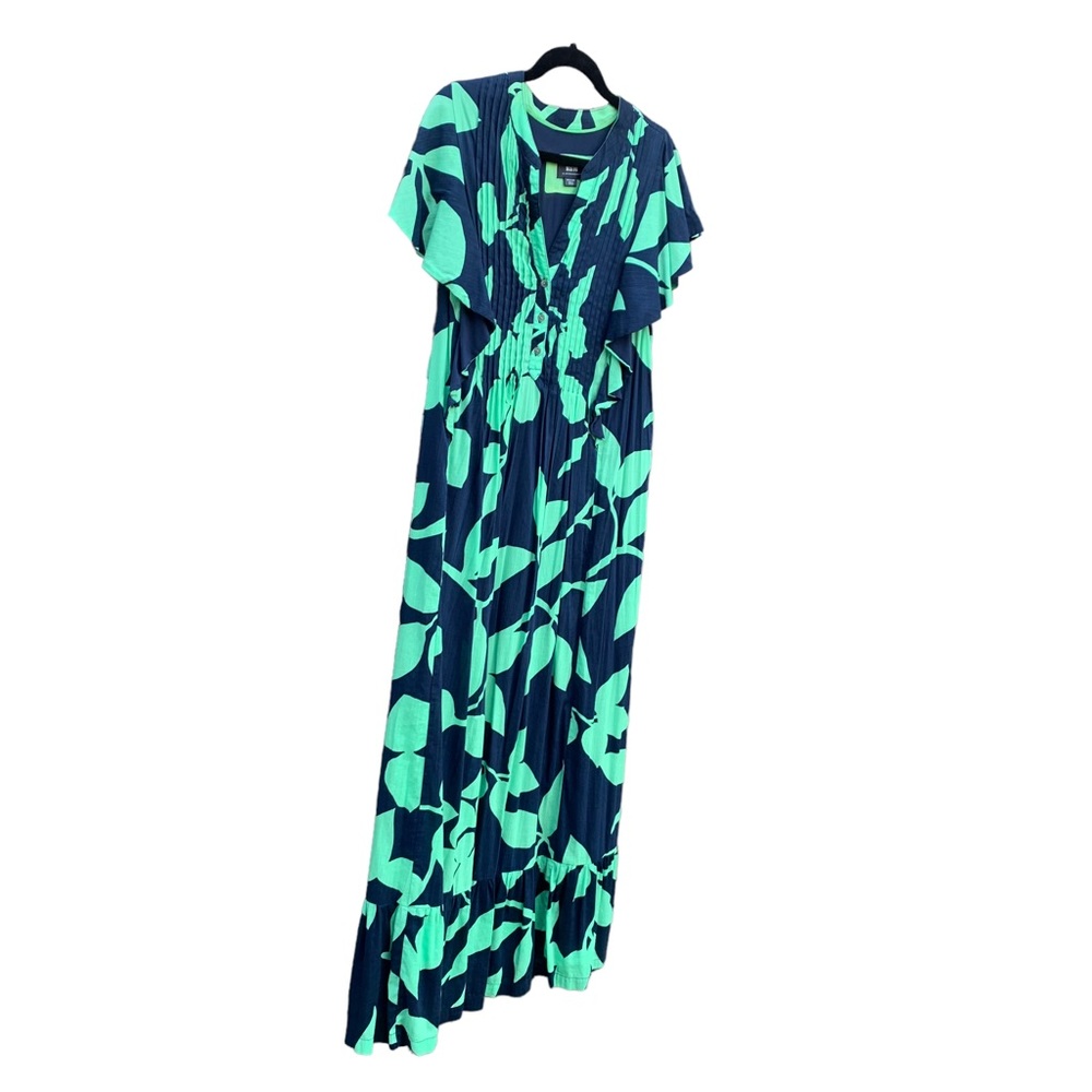 ANTHROPOLOGIE MAEVE Cassandra Blue Green Floral Flutter Sleeves Maxi Dress Sz M - Picture 5 of 15